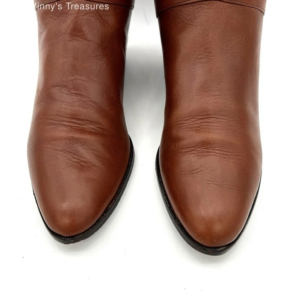 Vintage 90s Etienne Aigner 7774 Brown Leather Knee High Boots Women's Size 8M